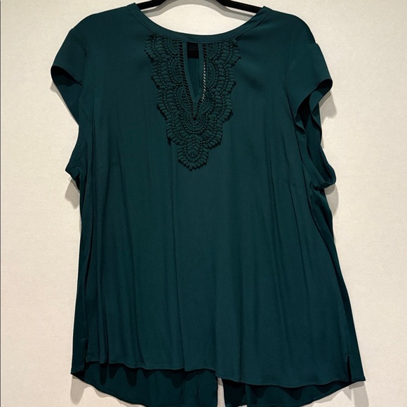 Daniel Rainn - Quin Cap Sleeve Mixed Material Top. Size XXL. Green. NWT - Picture 5 of 16